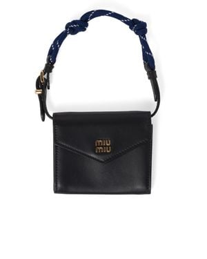 Miu Miu Leather Shoulder Wallet - Black