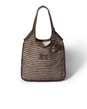 Miu Miu Ivy Raffia Crochet Bag - Brown