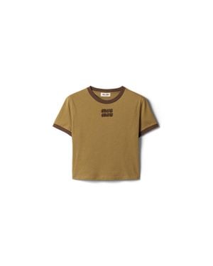 Miu Miu Cotton Jersey T-Shirt - Green