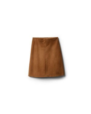 Miu Miu Waxed Suede Skirt - Brown