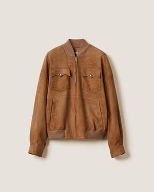 Miu Miu Logo Suede Jacket - Brown