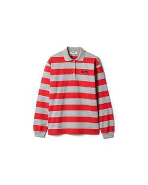 Miu Miu Striped Jersey Polo Shirt - Red
