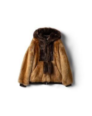 Miu Miu Shearling Blouson Jacket - Brown