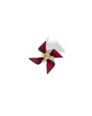 Miu Miu Leather Pinwheel Brooch - Red