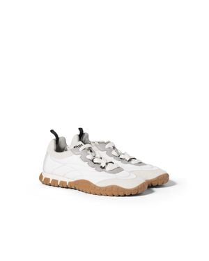 Miu Miu Tyre Technical Fabric And Suede Trainers - White