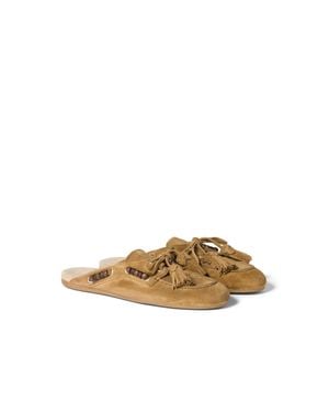 Miu Miu Suede Deck Mules - Metallic