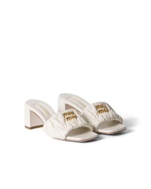 Miu Miu Matelassé Nappa Leather Slides - White
