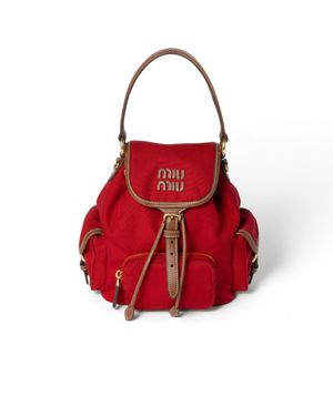 Miu Miu Canvas And Leather Backpack - Red