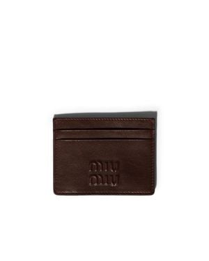 Miu Miu Nappa Leather Card Holder - Brown