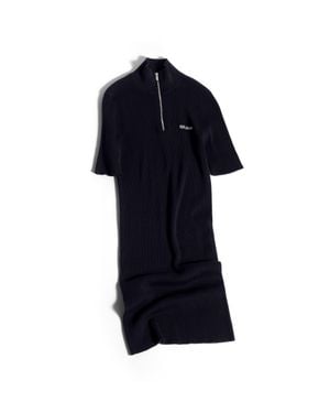 Miu Miu Ribbed Knit Cotton Dress - Blue