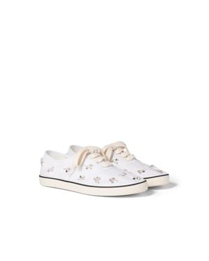 Miu Miu Embroidered Drill Trainers - White