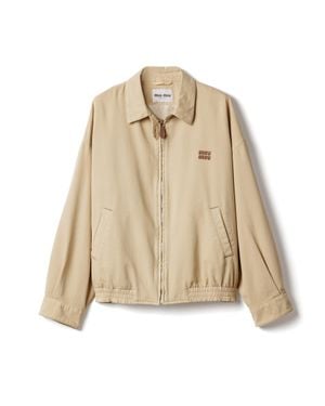 Miu Miu Light Denim Blouson Jacket - Natural