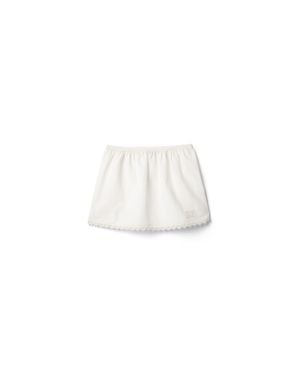 Miu Miu Embroidered Slubbed Poplin Skirt - White