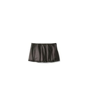 Miu Miu Pleated Nappa Leather Skirt - Black