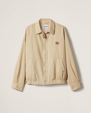 Miu Miu Light Denim Blouson Jacket - Natural