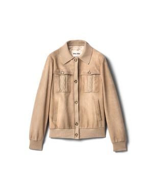 Miu Miu Waxed Suede Blouson Jacket - Natural