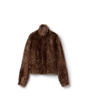 Miu Miu Shearling Blouson Jacket - Brown