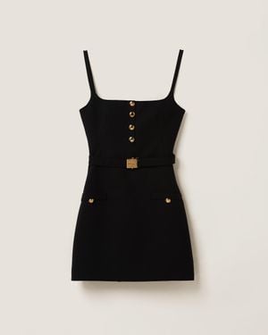 Miu Miu Belted Wool Minidress - Black