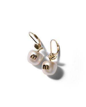 Miu Miu Metal Earrings With Pendant - Metallic