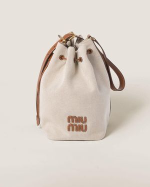 Miu Miu Canvas And Leather Bucket Bag - Natural