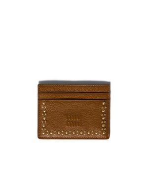 Miu Miu Leather Card Holder - Brown