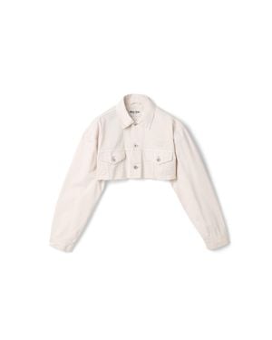 Miu Miu Cropped Denim Jacket - Natural