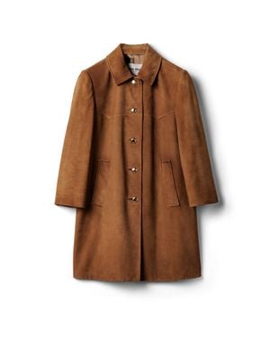 Miu Miu Waxed Suede Coat - Brown