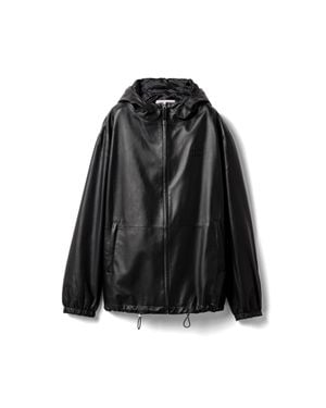 Miu Miu Nappa Leather Hoodie Jacket - Black