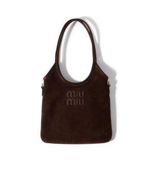 Miu Miu Ivy Suede Handbag - Brown