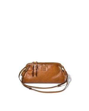 Miu Miu Caprice Leather Clutch - Brown