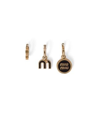 Miu Miu Set Of Enamelled Metal Earrings - Natural