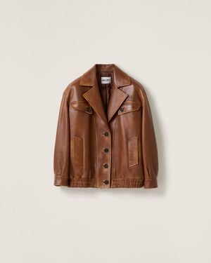 Miu Miu Nappa Leather Jacket - Brown