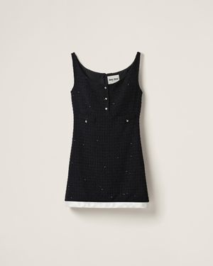 Miu Miu Sequined Bouclé Mini-dress - Black
