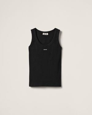 Miu Miu Ribbed Knit Tank Top - Black