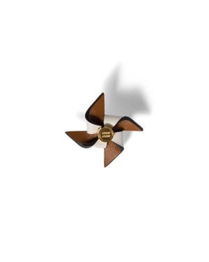 Miu Miu Leather Pinwheel Brooch - White
