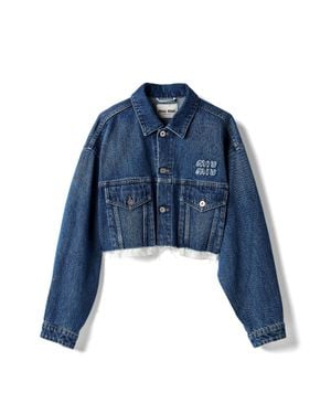 Miu Miu Contrast Hem Denim Jacket - Blue
