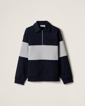 Miu Miu Half-Zip Cotton Sweatshirt - Blue