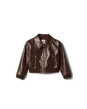 Miu Miu Croco-Embossed Leather Jacket - Brown