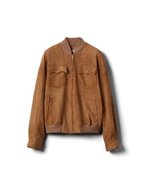 Miu Miu Logo Suede Jacket - Brown