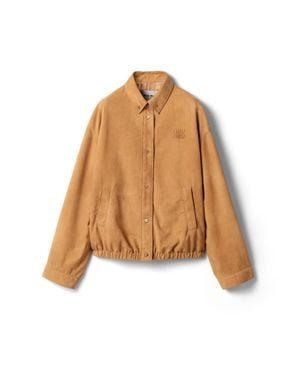 Miu Miu Waxed Suede Blouson Jacket - Natural