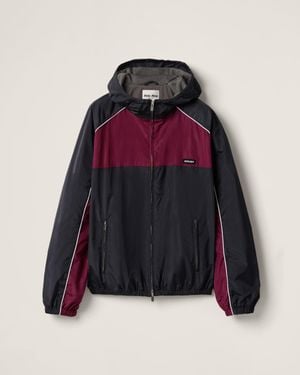 Miu Miu Technical Silk Zipper Blouson Jacket in Black | Lyst