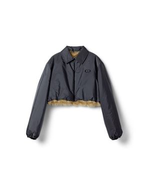 Miu Miu Technical Fabric And Shearling Blouson Jacket - Blue