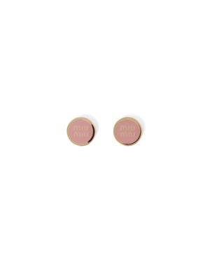 Miu Miu Enamelled Metal Earrings - Pink