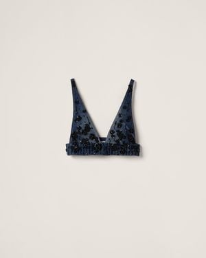 Miu Miu Embellished Denim Top - Blue
