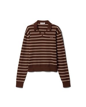 Miu Miu Cotton Knit Polo Shirt - Brown