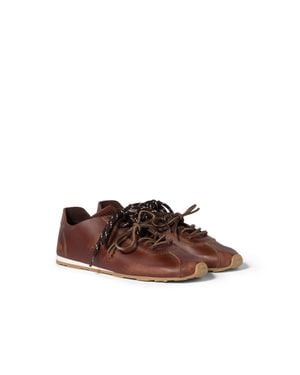 Miu Miu Plume Leather Sneakers - Brown