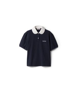Miu Miu Piqué Polo Shirt - Blue