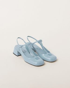 Miu Miu Patent Leather Slingback Pumps - Blue