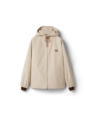 Miu Miu Single-Breasted Panama Cotton Caban Jacket - Natural