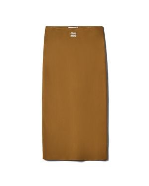Miu Miu Stretch Jersey Skirt - Brown